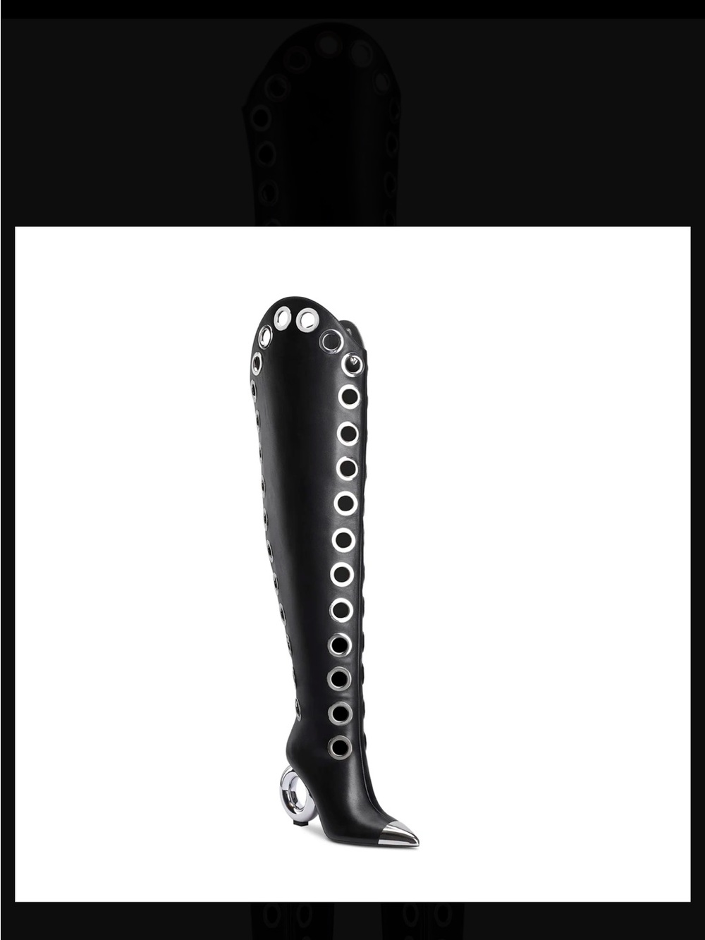 Jennifer Le Thigh High Black Grommet Boots - Picture 3 of 3